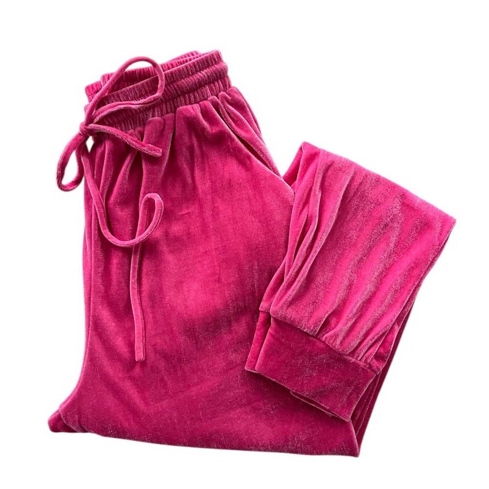 Eilly Bazar Women S Hot Pink Velour Drawstring Waist Lounge Pants Joggers Barbie